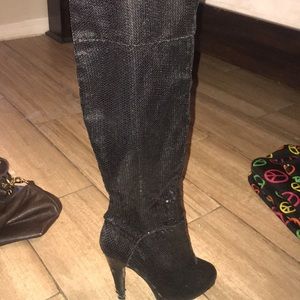 Thigh high sequenced boots